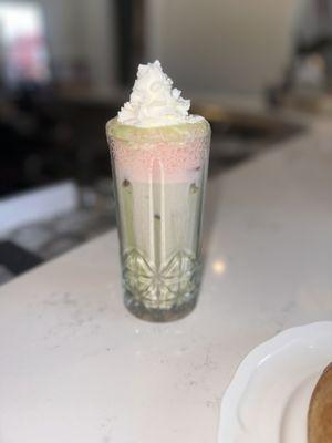 Strawberry matcha latte