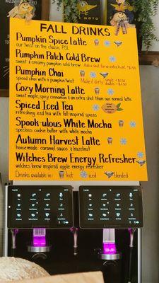 Fall coffee and beverage options - very creative!