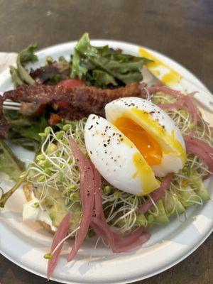 Avocado toast with bacon