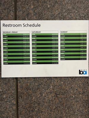 Embarcadero Bart bathroom hrs