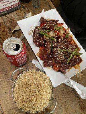 Korean beef. pad Thai with tofu, vegetables, noodles with tofu