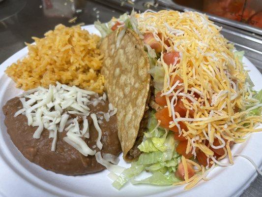 Taco Tuesday! 2 Tacos, beans, rice and a margarita $12