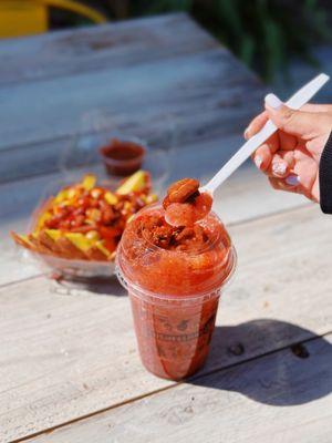 Strawberry explosive slushie, if you love chamoy this is a must try!