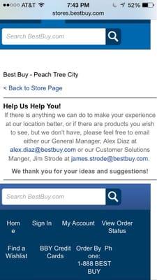 Tried to email the two managers listed on Best Buys website - both came back as undeliverable. #FAIL