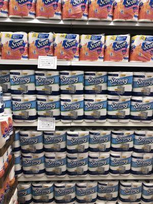 A wall of toilet paper. Just like the old days.