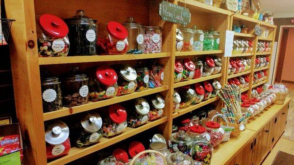 Penny Candy Wall, with over 50 varieties of candy flavors to choose from