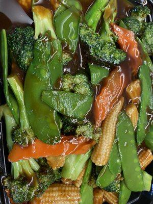 130. Sauteed Broccoli with Baby Corn and Snow Peas