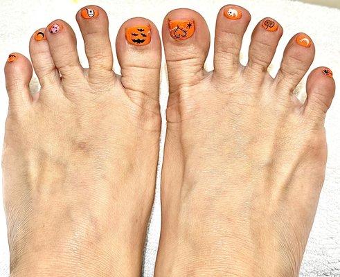 Halloween Pedicure Fun!  Thank you Becky!