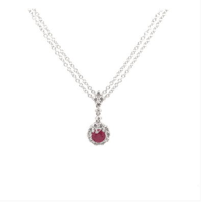 Quality Color Design Ruby & Diamond Pendant Necklace