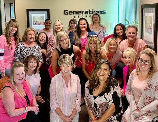 Amazing group of girls!!! Generations Escrow - Temecula. October 2019. #wewearpink #breastcancerawareness ♥