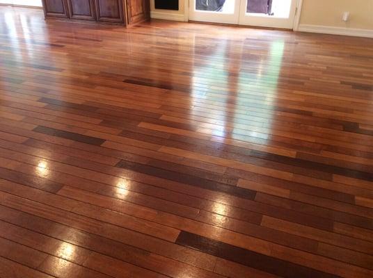 After picture of wood floor cleaned and polished