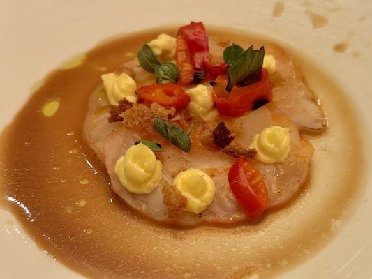 Shrimp Carpaccio with Jimmy Nardello Peppers