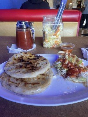 Pupusas Revueltas and a side of Curtido & Salsa