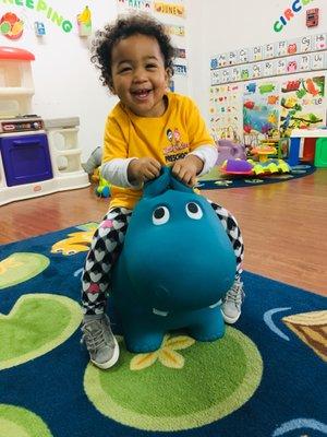 Happy as a Hippo! Our toddlers happy they have their new uniform!