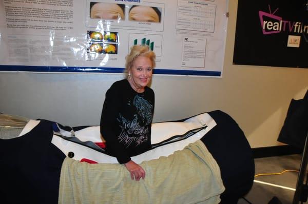 Sally Kirkland after Global Hyperbaric oxygen therapy session