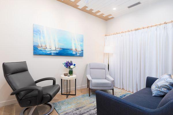 Each of our thoughtfully curated therapy rooms provides a calm, private, and welcoming environment.