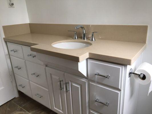 Quartz top on custom vanity