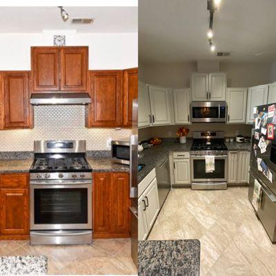 Before and After of Painted Cabinets