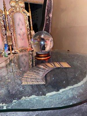 Tarot cards and glass ball