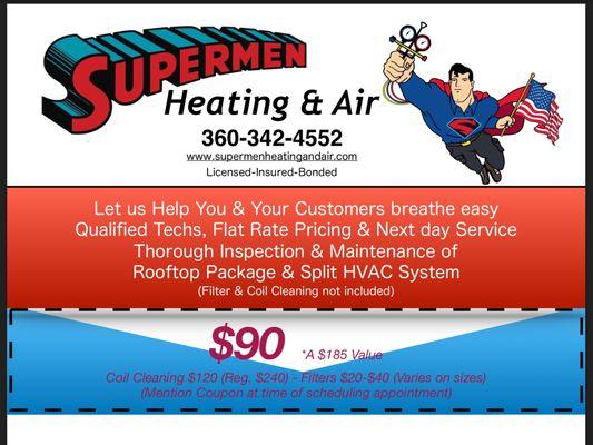 AC or Heat Pumps Tune Up Inspection Preventive Maintenance