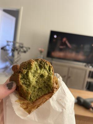 Matcha macadamia muffin