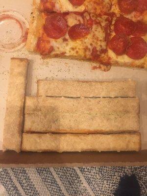 Pizza was good. Breadsticks...not so much.