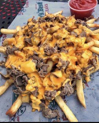 Cheesesteak fries are always a perfect addition