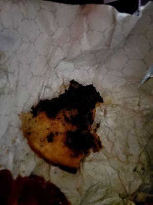 Burnt bun made my burger taste gross.