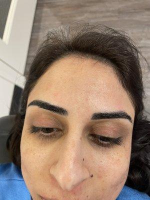 Cleaned with threading brows and full face