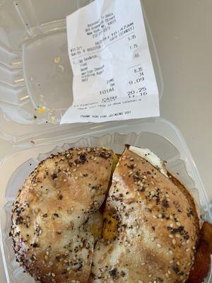 $9.09 for a bacon egg and cheese on carry out.  Enough said.