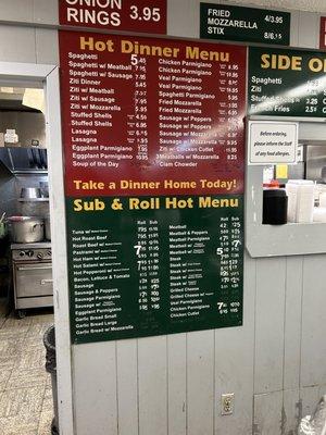 Hot Dinner Menu / Sub Menu