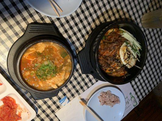 Tofu soup and bibambap