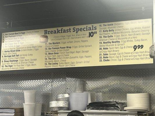 Breakfast menu