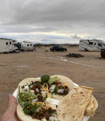 Kon-Tiki Tacos at my camp wedding in the middle of the desert!