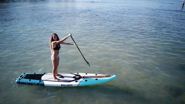 Paddleboarding in the calm waters of Maui~