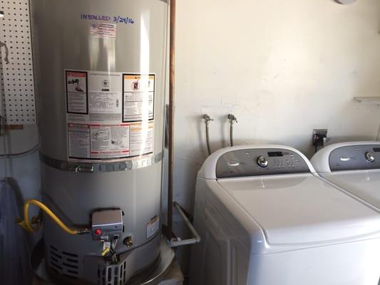 Water heater install and washer dryer hook up