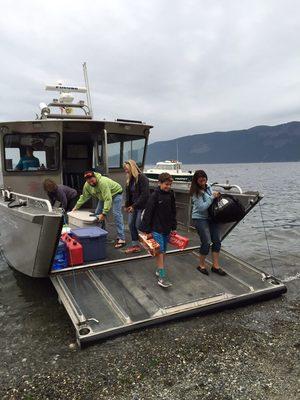 Friends unloading at our beach