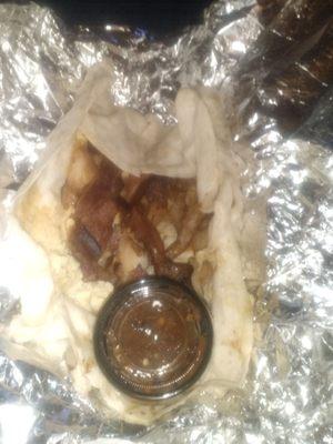 Bacon breakfast burrito yummy with salsa