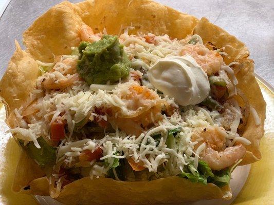 Shrimp flour tostadas