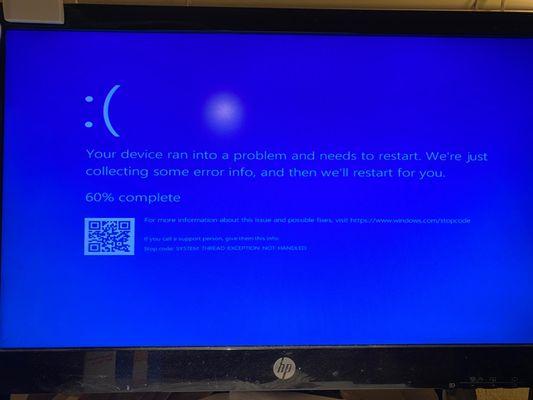 Here is the blue screen of death I was greeted with after paying Computer Sonic $100 to tell me that everything was fine