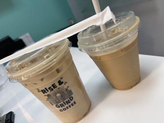 Left: Iced Vanilla Latte - Right: Iced Oakland Chill