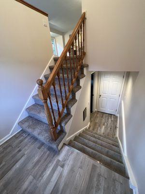 New flooring on landings; New carpeting on stairs