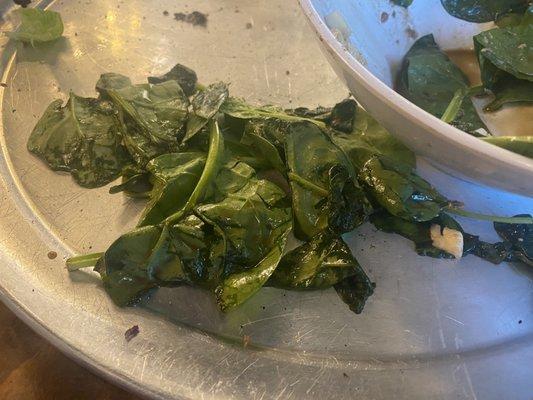 Rotten spinach in the caprese salad that I had to fish out