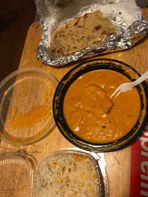 68. Chicken Tikka Masala 94. Naan Onion Chili Garlic Namaste. AMAZING!