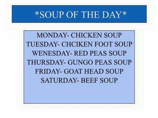 Soup menu