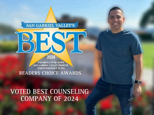 Gabriel has been honored as the top therapist of 2024 in the San Gabriel Valley Readers Choice Awards! Thank you to all who voted!