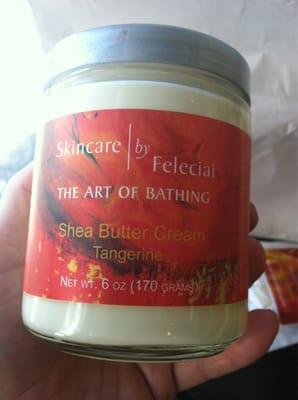 She's at the Alameda Art & Wine festival today-this tangerine Shea butter cream smells amazing-show special for $17.00