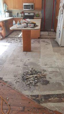 Demo of kitchen during remodel