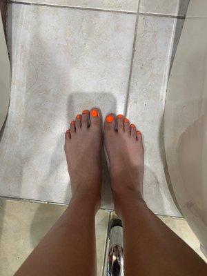 Neon orange gel Pedicure