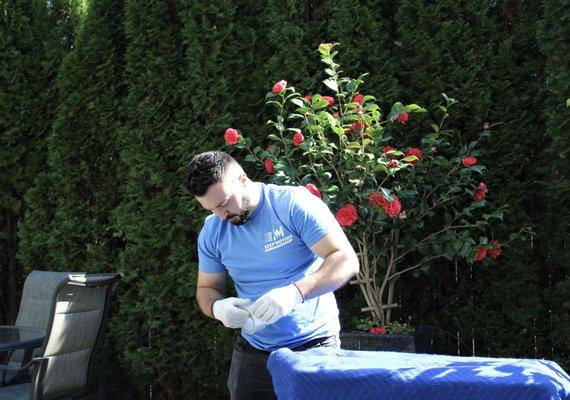 Surrounded by the blooming beauty, as we pack each piece with care.  Local or long distance move, we handle it all.